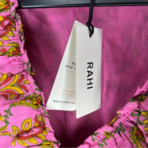 NWT RAHI Amber Dress Hot Pink V Neck Puff Sleeve XS - Picture 6 of 7